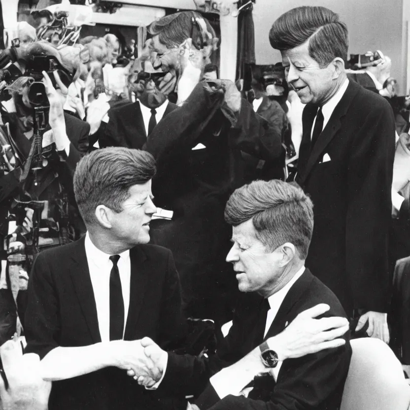 Image similar to vintage photo of president kennedy meeting with a lusty argonian maid