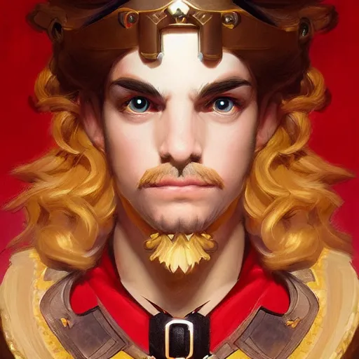 Image similar to symmetry!! portrait of mario from super mario, fantasy, medieval wear, intricate, elegant, highly detailed, digital painting, artstation, concept art, smooth, sharp focus, illustration, art by artgerm and greg rutkowski and alphonse mucha