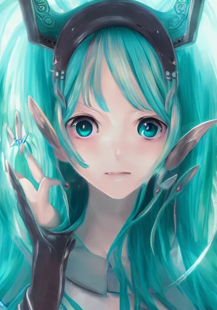 Prompt: A fantasy anime portrait of Hatsune Miku, by Yoneyama Mai and Rossdraws, digital painting, illustration, trending on ArtStation, deviantart, two-dimensional