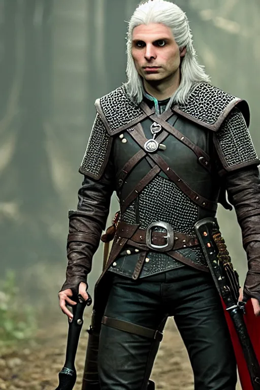 Prompt: Michael Cera as Geralt of rivia