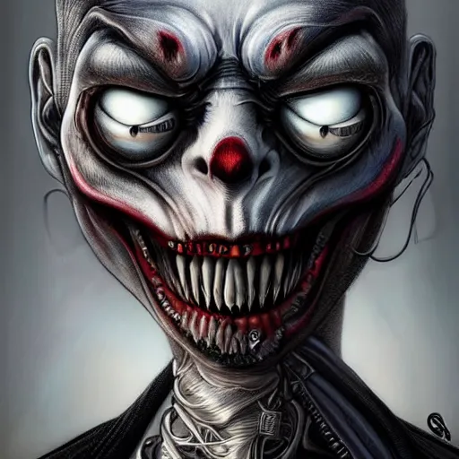 Image similar to giger spider joker portrait, pixar style, by tristan eaton stanley artgerm and tom bagshaw.