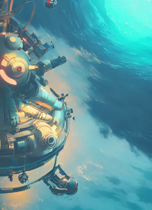 Prompt: deep sea, detailed, futuristic, cory loftis, james gilleard, atey ghailan, makoto shinkai, goro fujita, studio ghibli, rim light, exquisite lighting, clear focus, very coherent, plain background