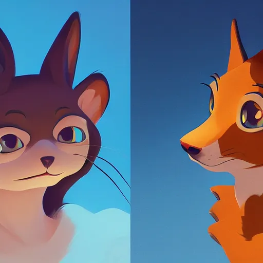 Image similar to face icon stylized minimalist catdog, loftis, cory behance hd by jesper ejsing, by rhads, makoto shinkai and lois van baarle, ilya kuvshinov, rossdraws global illumination