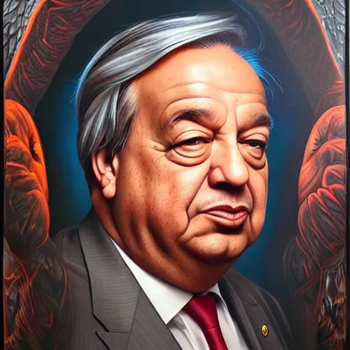 Image similar to ultra realistic portrait painting of Antonio Guterres , painted by Tristan Eaton Stanley Artgerm and Tom Bagshaw