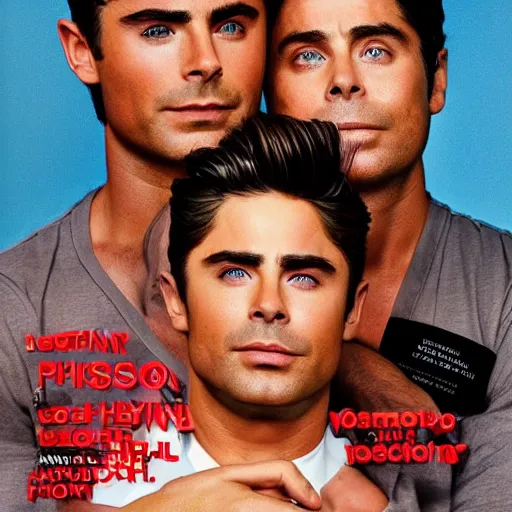 Image similar to zac efron, john stamos and rob lowe, vogue magazine cover, photoshoot, sharp details, face photo, face details sharp, by donato giancola and greg rutkowski and wayne barlow and zdzisław beksinski, eyeballs, product photography, action figure, sofubi, studio lighting, colored gels, colored background,