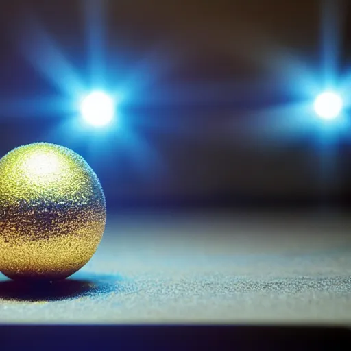 Image similar to a ball of gold nanoparticles, illuminated by a red laser beam