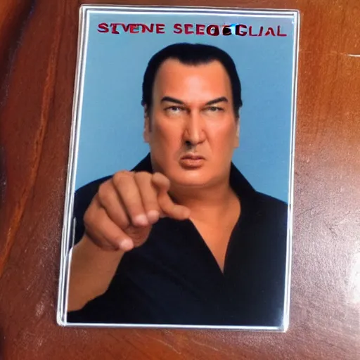 Image similar to Steven Seagal trading card poytail