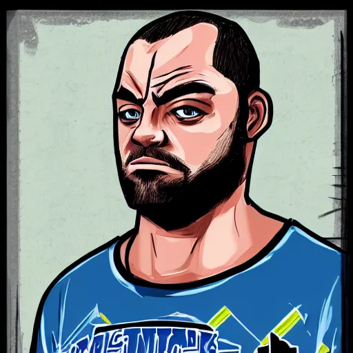 Prompt: eddie kingston drawn in the style of grand theft auto san andreas