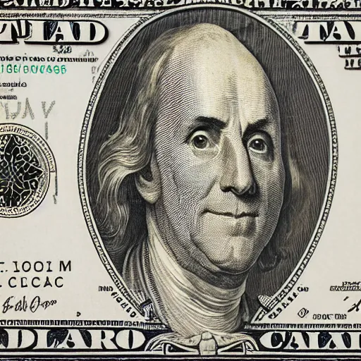 Image similar to $ 1 0 0 bill with god in the portrait