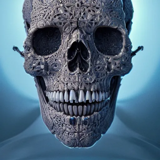 Image similar to portrait_of_a_melting_skull._intricate_abstract._intricate_artwork._by_Tooth_Wu_wlop_beeple_dan_mumford._octane_render_trending_on_artstat