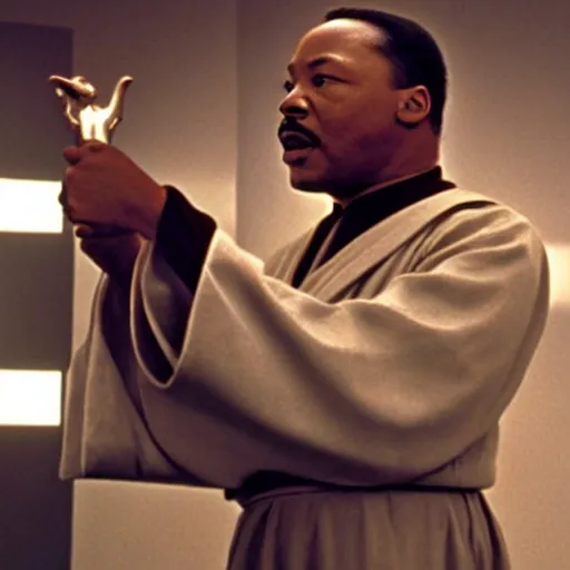 Prompt: martin luther king as mace windu in star wars episode 3, 8k resolution, full HD, cinematic lighting, award winning, anatomically correct