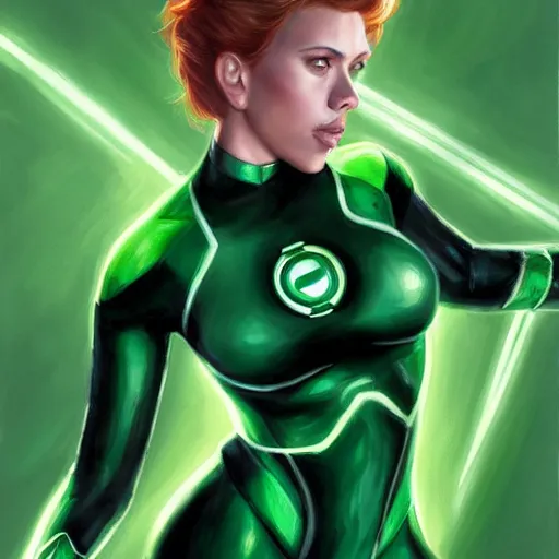 Prompt: scarlett johansson as green lantern by mandy jurgens