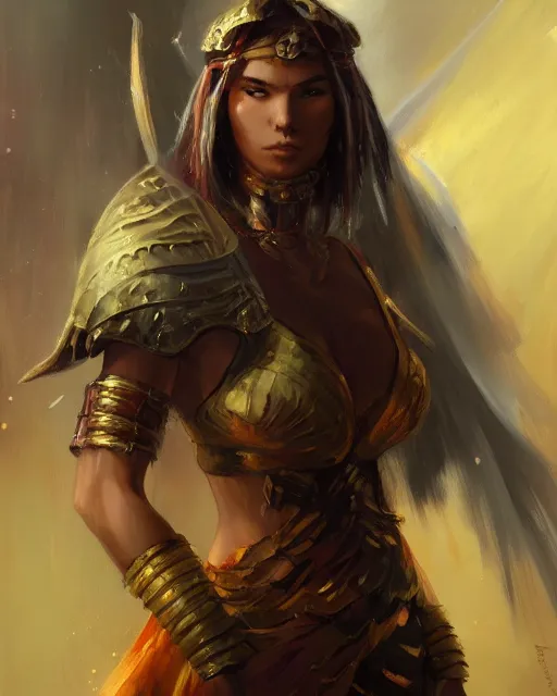 Prompt: Oil painting of a human warrior, fantasy character art, D&D, Magic The Gathering, by Charlie Bowater, Craig Mullins, centered, 8k, sharp focus