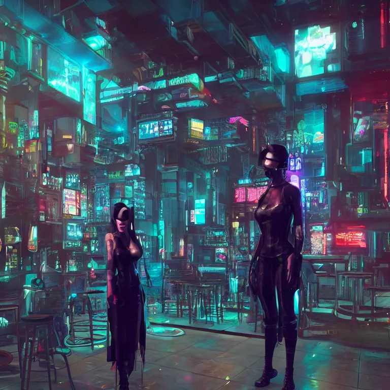 Girl with scifi sword ans tattoos: cyberpunk art [Artist: Dylan