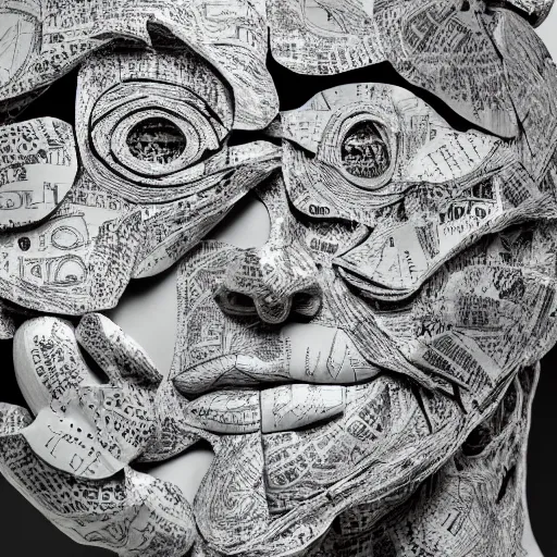 Image similar to intelligence emerging in large language model, artificial intelligence. canon 5 d 5 0 mm lens. papier - mache