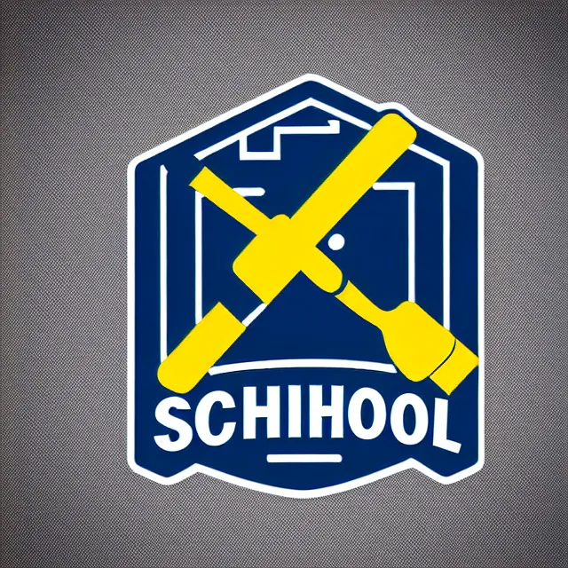 Prompt: school janitor vector logo, professional sports style, flat colours, bright colours, SVG, professional, sharp edges