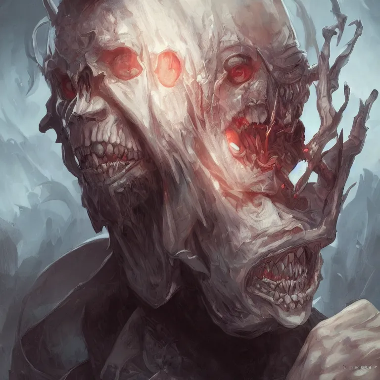 Prompt: portrait of a evil undead male necromancer, D&D, fantasy, highly detailed, digital painting, artstation, smooth, sharp focus, illustration, art by artgerm and greg rutkowski and alphonse mucha