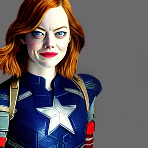 Image similar to Emma Stone as captain America