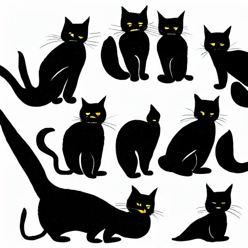 Image similar to black cats in a pack line art in the style of “ al columbia ”