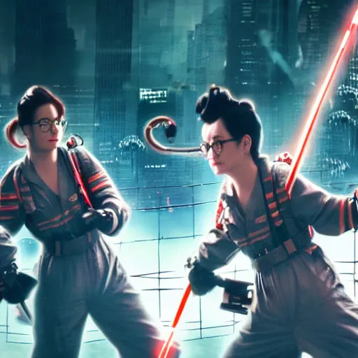 Image similar to ghostbusters in feudal japan, steam punk aesthetic, cinematic quality, high octane, splash art, movie still, cinematic lighting, ray tracing, detailed face, octane render, long lens, shallow depth of field, bokeh, anamorphic lens flare, 8 k, hyper detailed, 3 5 mm film grain