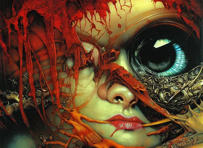 Prompt: realistic detailed of a little monster hiding under the bed in an old soviet room by Ayami Kojima, Amano, Karol Bak, Greg Hildebrandt, and Mark Brooks, Neo-Gothic, gothic, rich deep colors. Beksinski painting, part by Adrian Ghenie and Gerhard Richter. art by Takato Yamamoto. masterpiece. ultra details, high quality, high resolution .