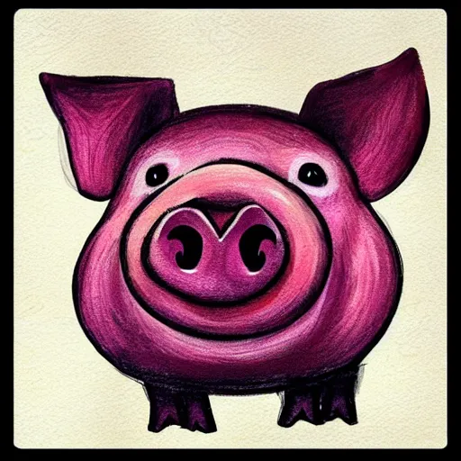 Image similar to face of cutest pig in the world. Artistic. Concept art. Drawing. High details. Cute. Adorable. Piggy