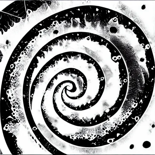 Prompt: black and white illustration spiral galaxy stencil