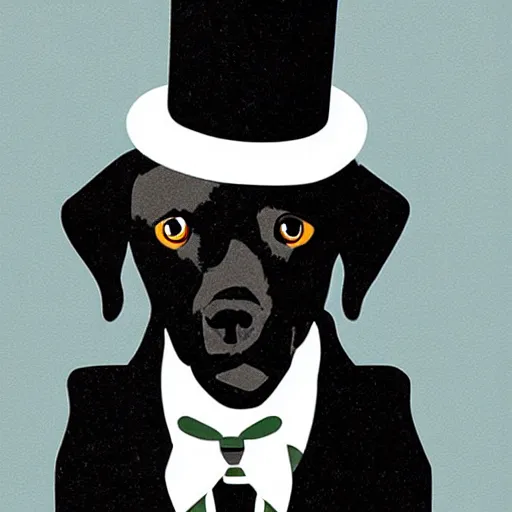 Prompt: dog in top hat, WPAP