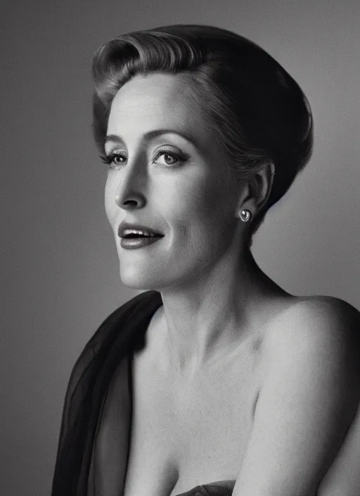 Image similar to a portrait of gillian anderson by mario testino, head shot, award winning, cover of vogue 1 9 5 0, 1 9 5 0, 1 9 5 0 s style, 1 9 5 0 s hairstyle, sony a 7 r