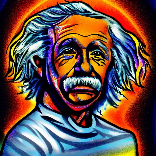 Prompt: surfer einstein portrait