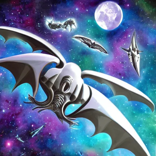 Prompt: universe of alien space bats