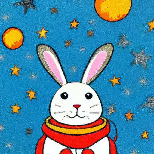 Prompt: rabbit in space