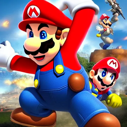 Prompt: Mario in Battlefield