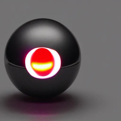 Image similar to a shiny floating spherical robot with one glowing red eye