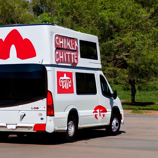 Prompt: Chikfila Battle Bus