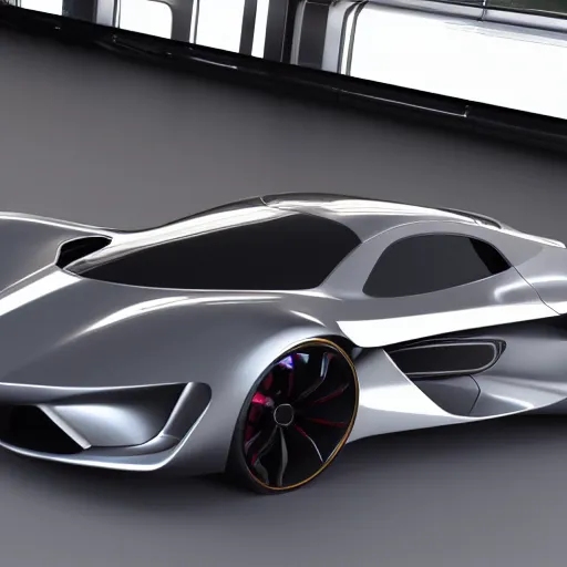 Prompt: render of futuristic supercar, realistic, clean, detailed, raytracing