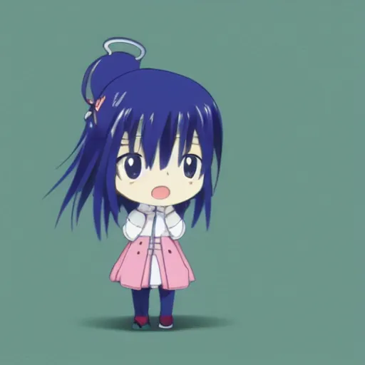 Image similar to character portrait of a singular kawaii chibi in the sytle of kyoto animation, in simple background