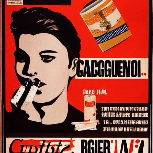 Image similar to graphic design, poster, a cigarette ad