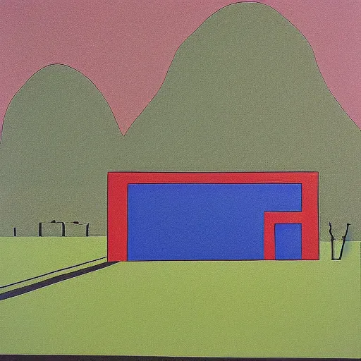 Prompt: house, painting by sol lewitt