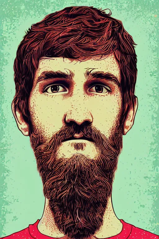 Image similar to inspirational style hope poster of bo burnham with beard, psychedelic colors, highly detailed, realistic, loving, by vitto ngai