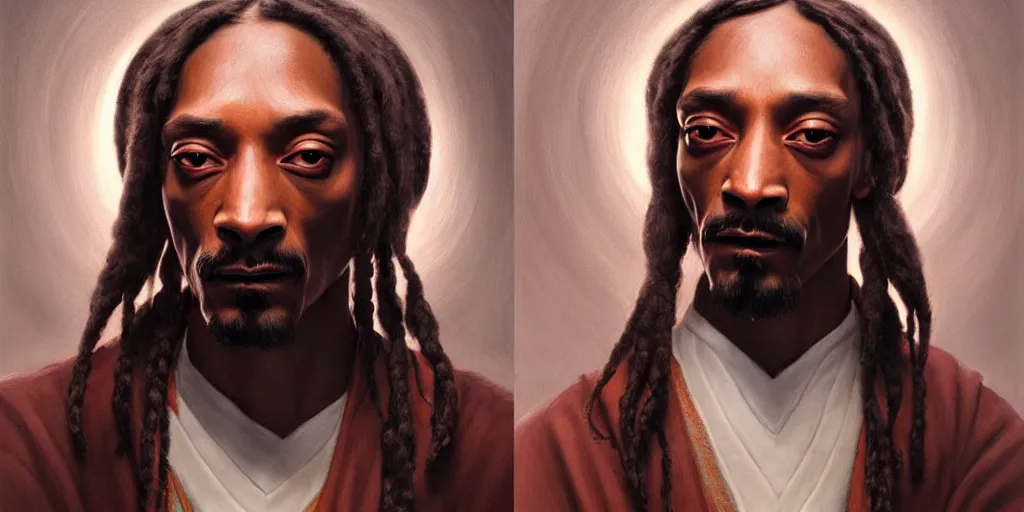 Image similar to breathtaking detailed concept art painting of a jedi snoop dogg, by hsiao - ron cheng, bizarre compositions, exquisite detail, extremely moody lighting, 8 k