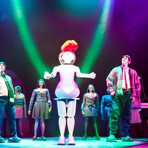 Image similar to girl robot the musical, live stage production photography