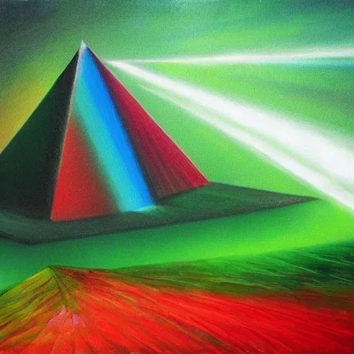 Image similar to a prism shining green and red, fantasy painting