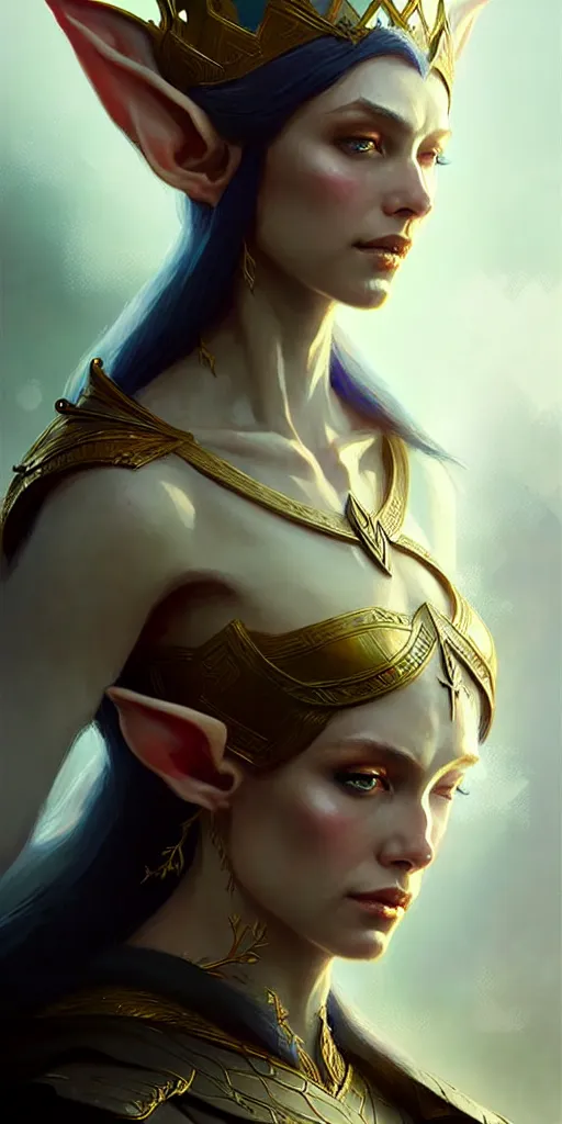 Image similar to an elf queen, digital art, highly detailed, elegant, art by serafleur and greg rutkowski