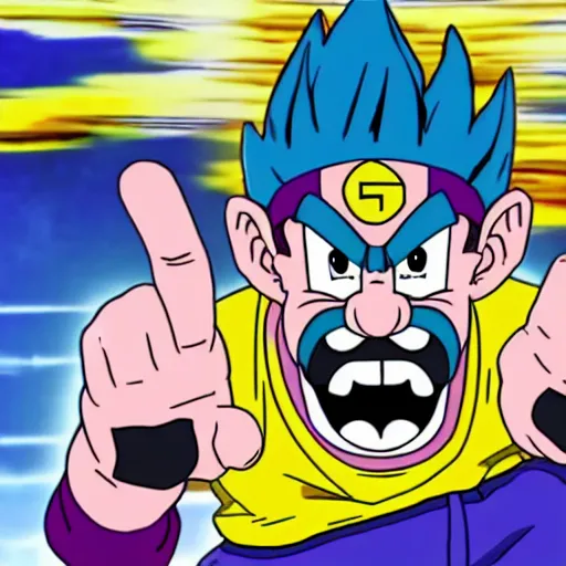 Image similar to Wario, still frame from Dragon Ball Super