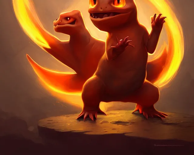 Image similar to charmander is very angry, deep focus, d & d, fantasy, intricate, elegant, highly detailed, digital painting, artstation, concept art, matte, sharp focus, illustration, hearthstone, art by artgerm and greg rutkowski and alphonse mucha