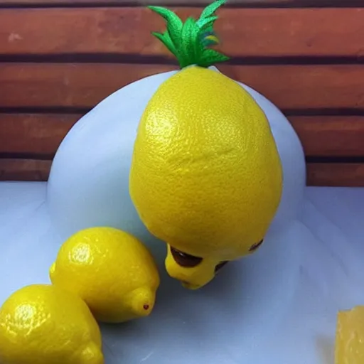 Prompt: lemon with a face of gigachad