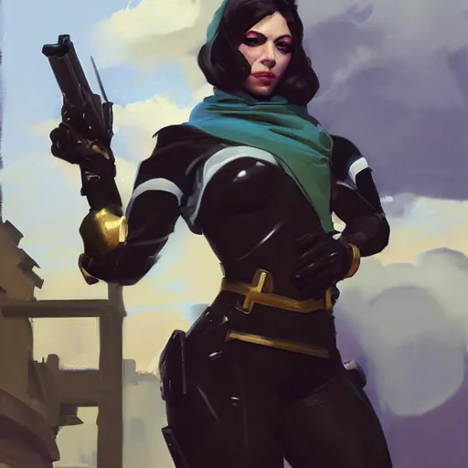 Image similar to greg manchess portrait painting of partially armored marie d'arcanto alias rogue as overwatch character, medium shot, asymmetrical, profile picture, organic painting, sunny day, matte painting, bold shapes, hard edges, street art, trending on artstation, by huang guangjian and gil elvgren and sachin teng