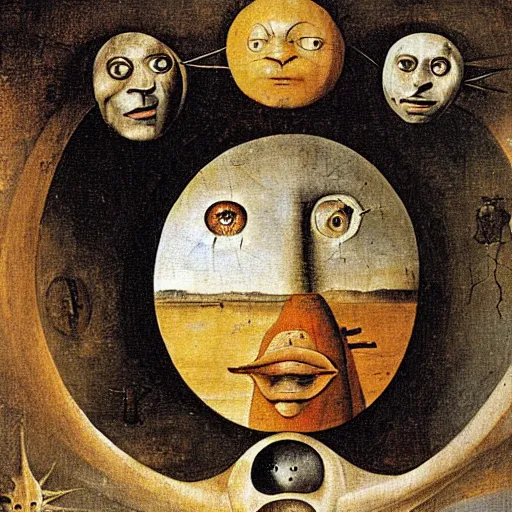 Image similar to a surrealist painting of the eyes of the sun by hieronymus bosch