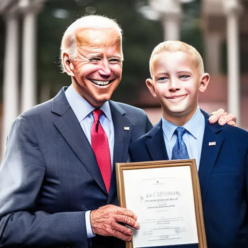 Image similar to A portrait photo of joe biden teams up with a teenage joe biden, perfect faces, 50 mm, award winning photography